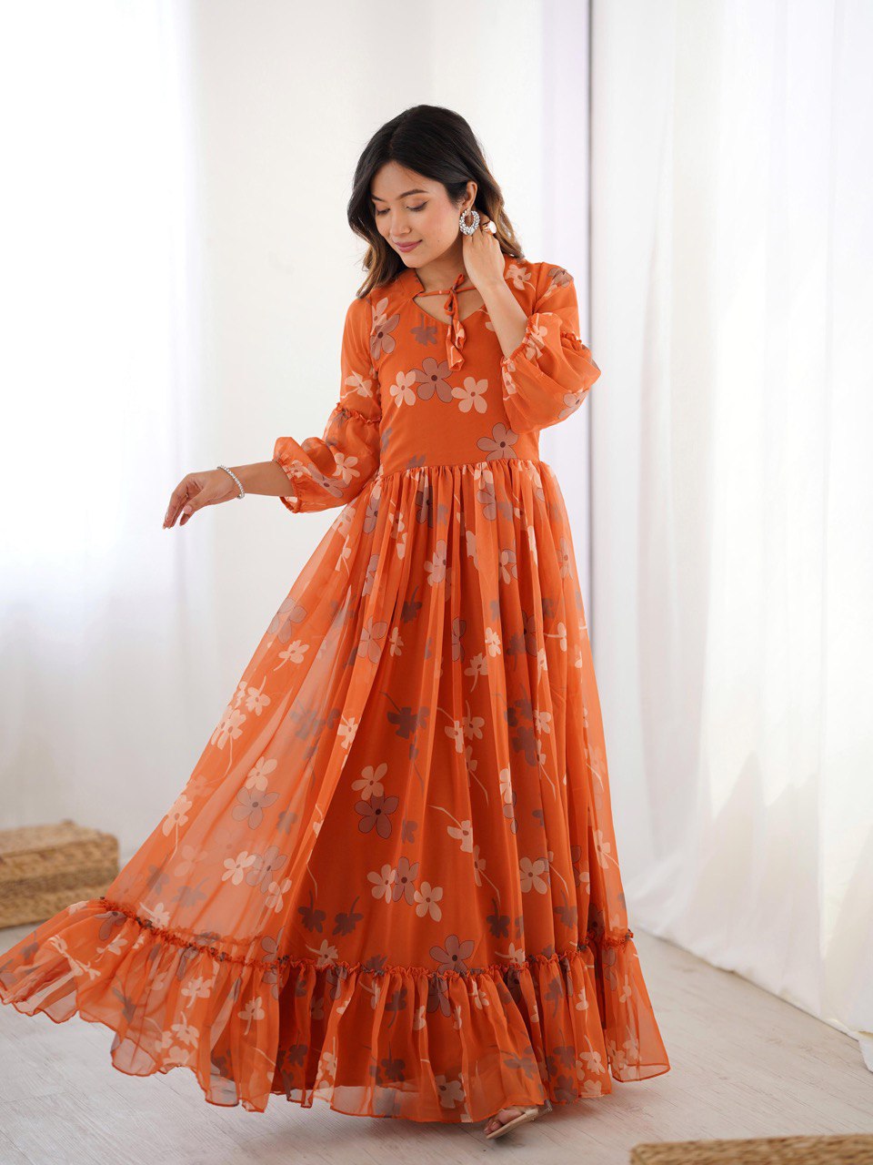 Marigold Muse Orange Floral Gown